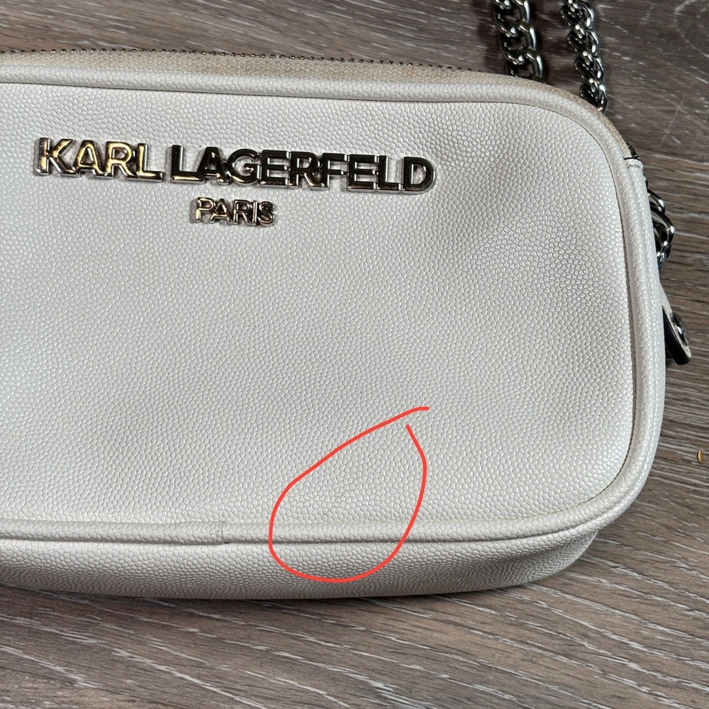 Karl Lagerfeld Womens Faux Leather Camera Bag Crossbody Chic Small White Bride - Picture 4 of 12